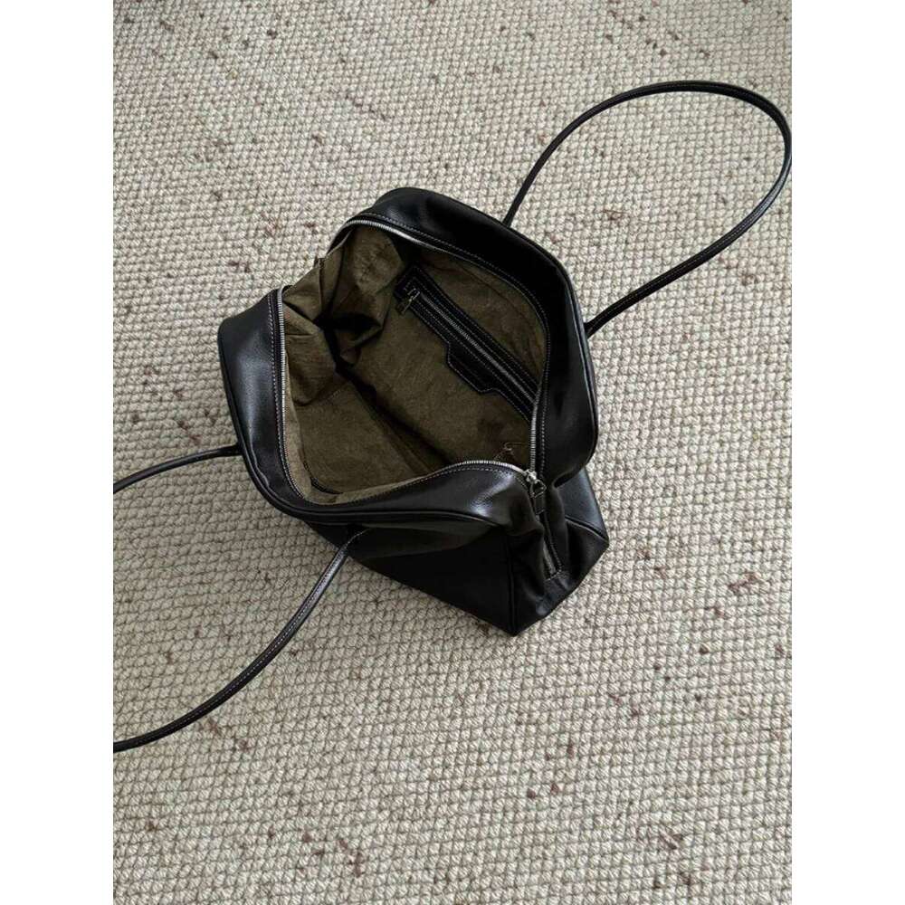 Leather Large Capaci Tote Women's 2025 New Commuter Single Oulder Boston Bag Faion Trend Car Sewing Line