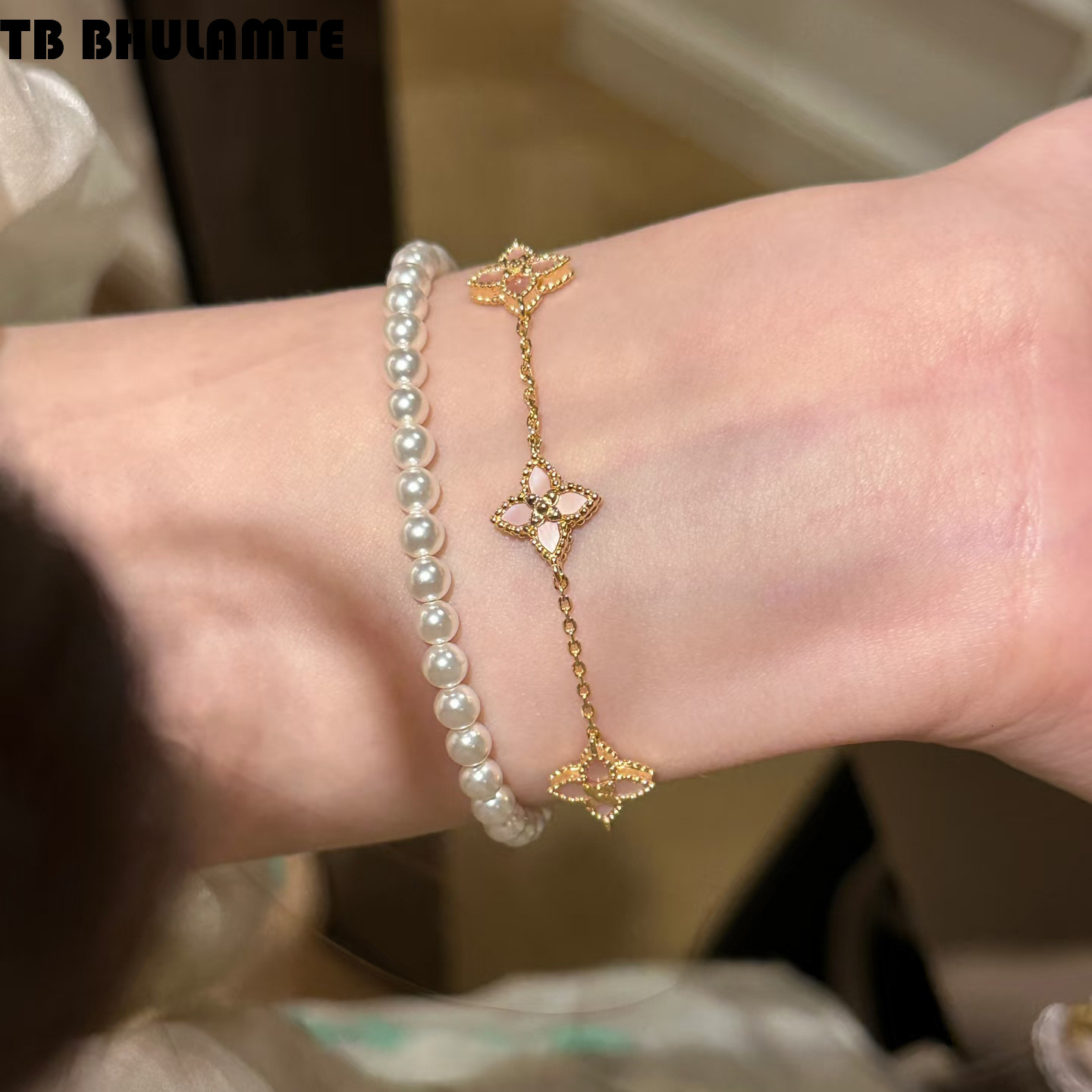 S925 Plated Flowing Shell Leaf Powder Pearl Mother Clover Br Women's Fashion Multi Functional Luxury Free Shipping Pure Silver Z260313