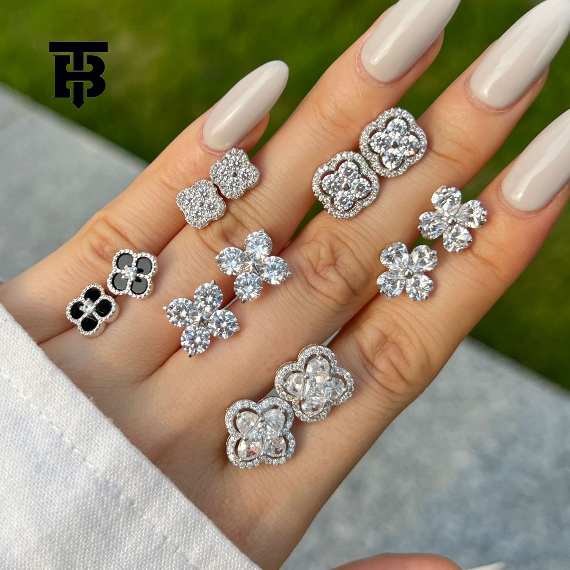 TB BHULAMTE Designer Women's Luxury S925 Pure Silver Clover Earrings Inlaid With Zircon Japanese Fashion Jewelry Trendy Versatile Accessories