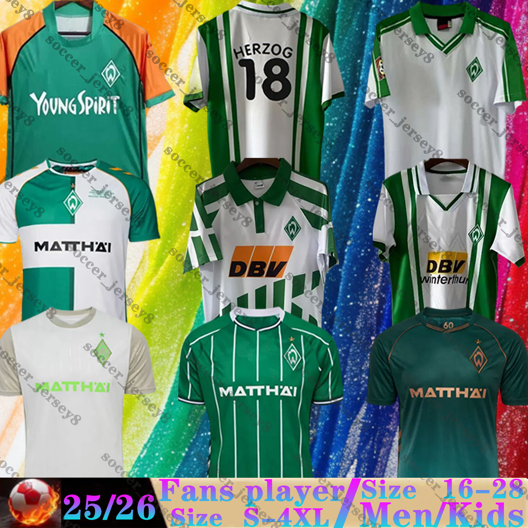 25 26 SV Werder Bremen soccer jerseys retro 94 96 97 01 03 04 DUCKSCH KOWNACKI SCHMID GRULL NJINMAH STAGE LYNEN BITTENCOURT WEISER 2025 2026 football shirts Men kids kit
