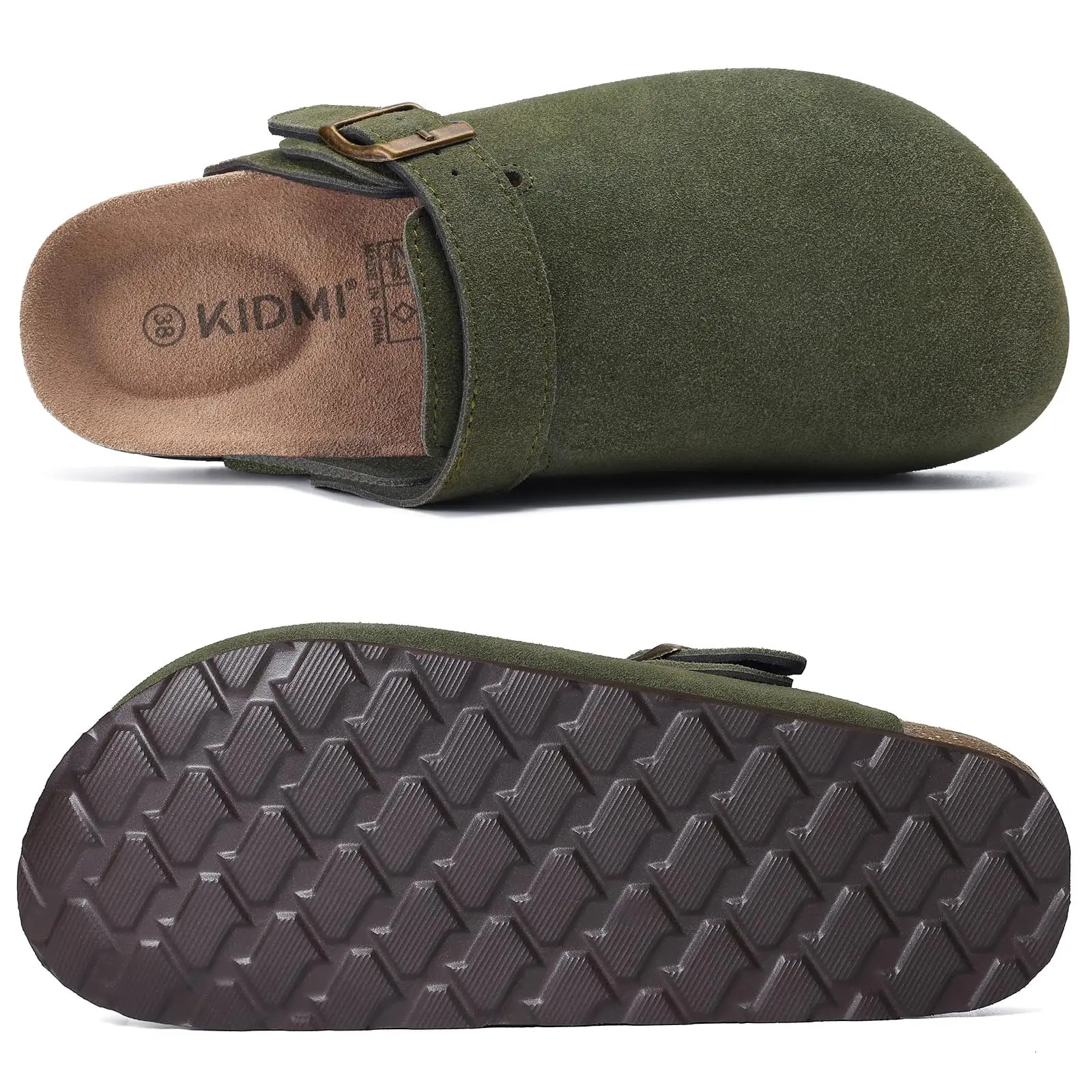 Crestar Women Cow Suede Clogs Cork Footbed Leather Mules Lady Outdoor Comfort Arch Support Potato Shoes With Adjustable Strap 250906