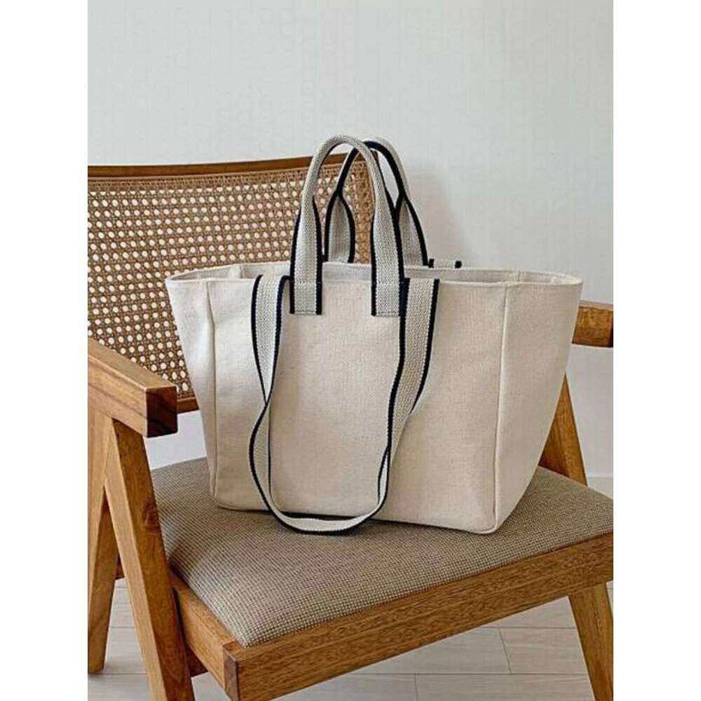 Casual Canvas Women's Single Oulder Environmentally Friendly Large Capaci Horizontal Tote Bag For Work