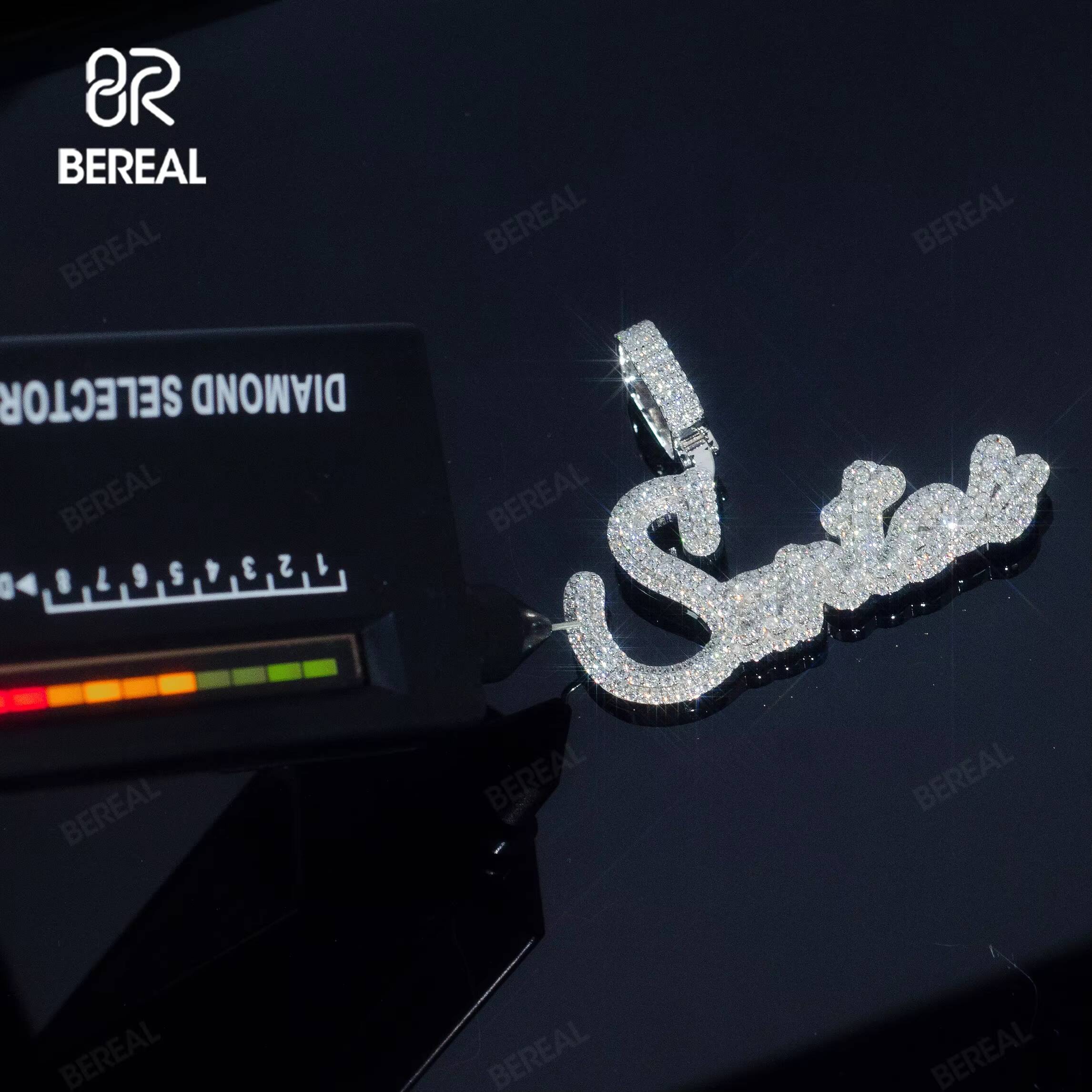Bereal Custom VVS Moissanite Iced Out Pass Diamond Test Hip Hop 925 Silver 14K 18K Gold Letter Name Pendant Fine Jewelry for Men