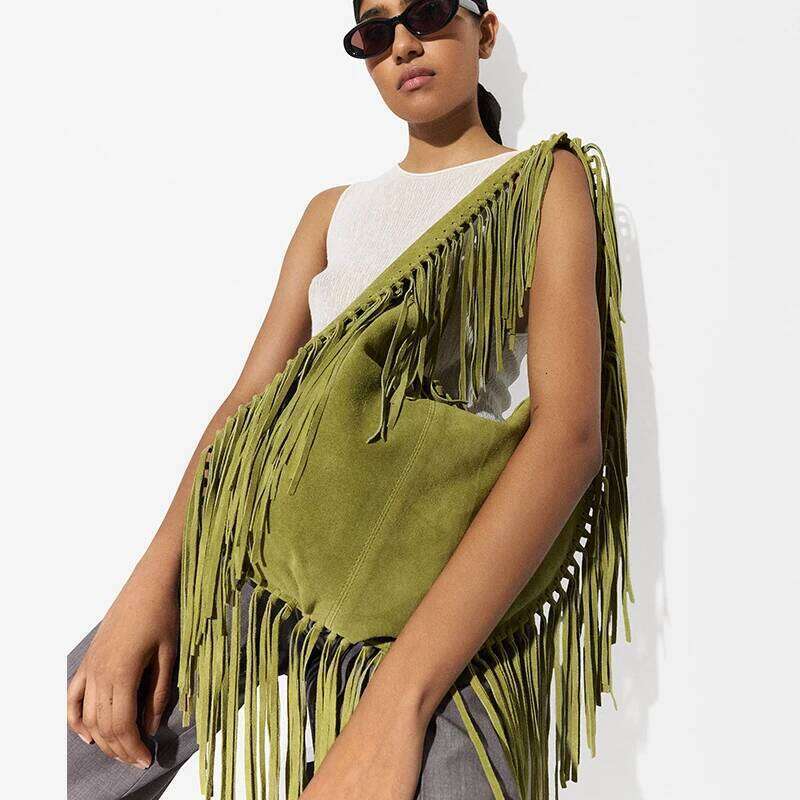 Bohemian Style Shoulder Women 2025 Trend High Quality Faux Suede Tassel Tote Bag Large Capacity Fashion Designer Female Bags