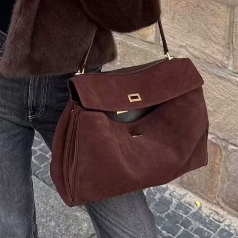 Top Handle Bags Real Suede Leather Totes Designer Purses Handbag Women Large Capacity Satchel Shoulder Crossbody Bag Luxury Fashion 2025 New Woman Underarm Bag 3356