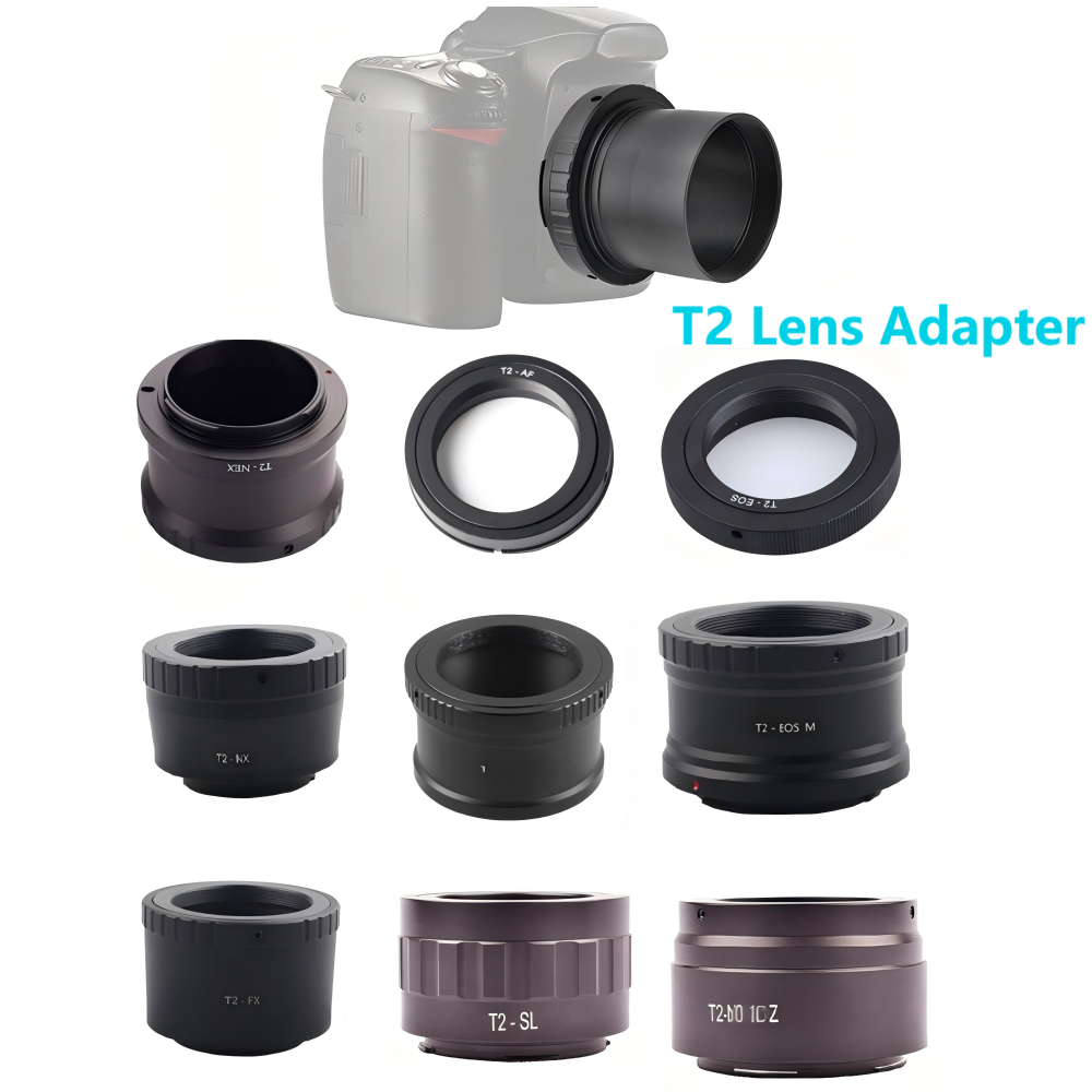 T/T2 Lens Adapter Ring Mount Manual Focus Lens T2-EOS T2-AI T2-NEX T2-PK for Canon Nikon Sony M4/3 Panasonic Pentax Olympus FUJI Mirrorless Digitial C