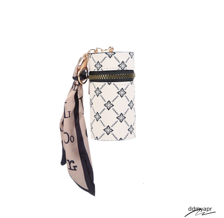 Key Rings Mini Bag Pendant Leather Coin Purses Keychains Lipstick Pouch With Silk Scarf Holder Car Keyrings Portable For Women Girls