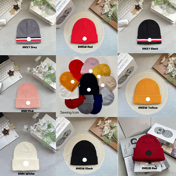 Beanie casquette cap hat designer beanie winter hats Winter Knitted Woolen Hat Women Chunky Knit Thick Warm faux fur pom Beanies Hats Female Bonnet Beanie Caps for men