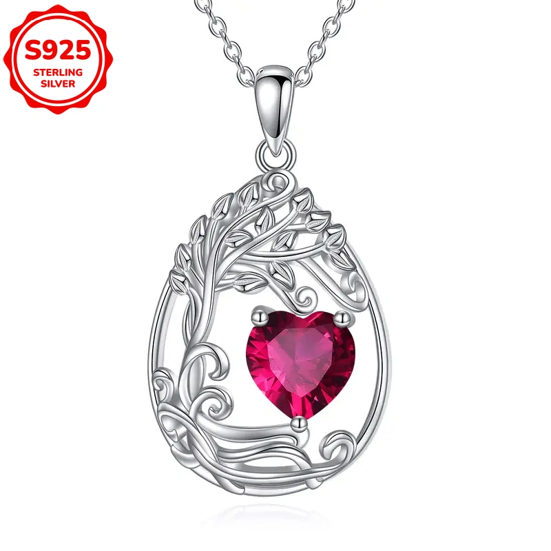 MT Best-selling S925 Sterling Silver Tear Drop Pendant Birthstone Necklace Gemstone Anniversary Birthday Jewelry Graduation Gift Fast free Shipping