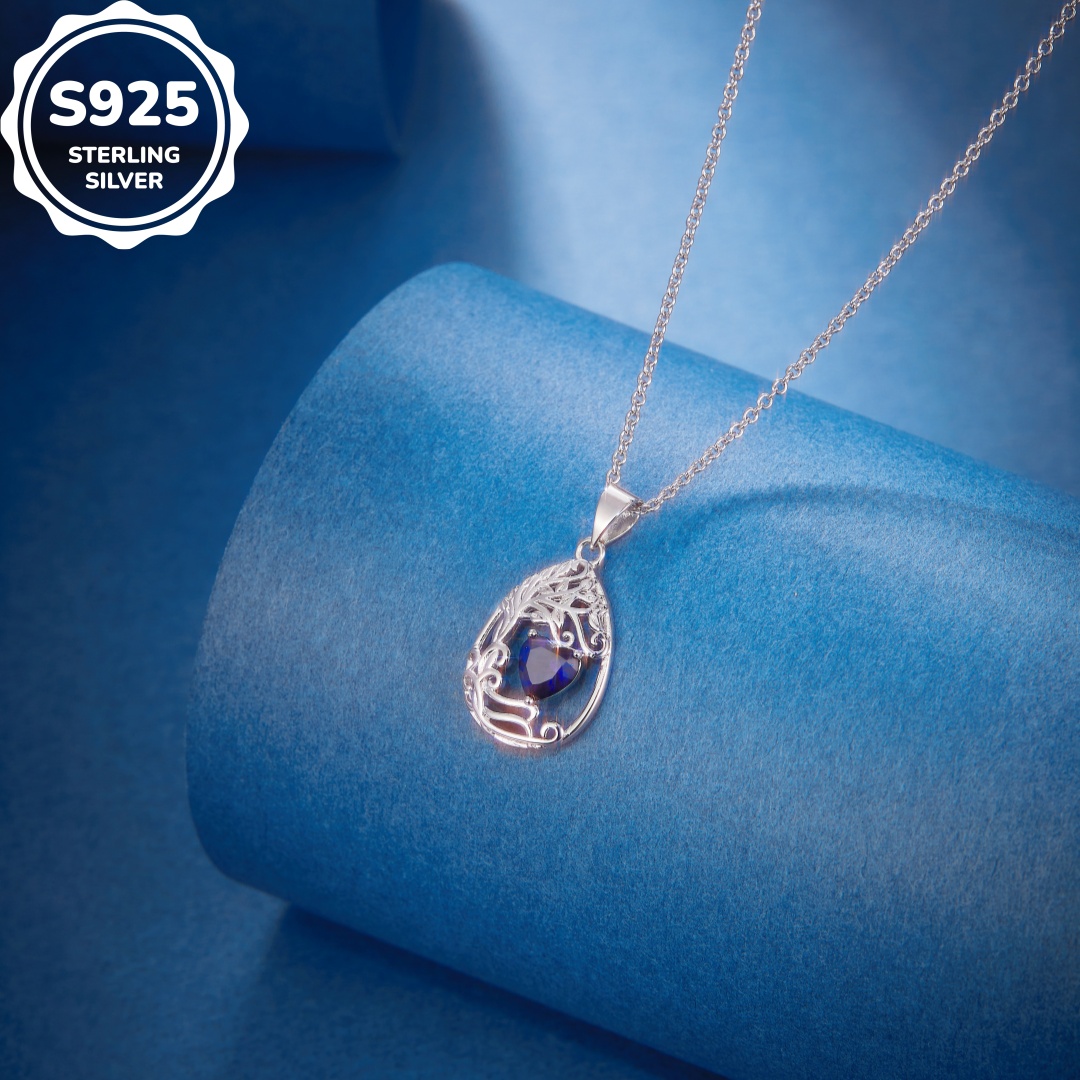 MT Best-selling S925 Sterling Silver Tear Drop Pendant Birthstone Necklace Gemstone Anniversary Birthday Jewelry Graduation Gift Fast free Shipping