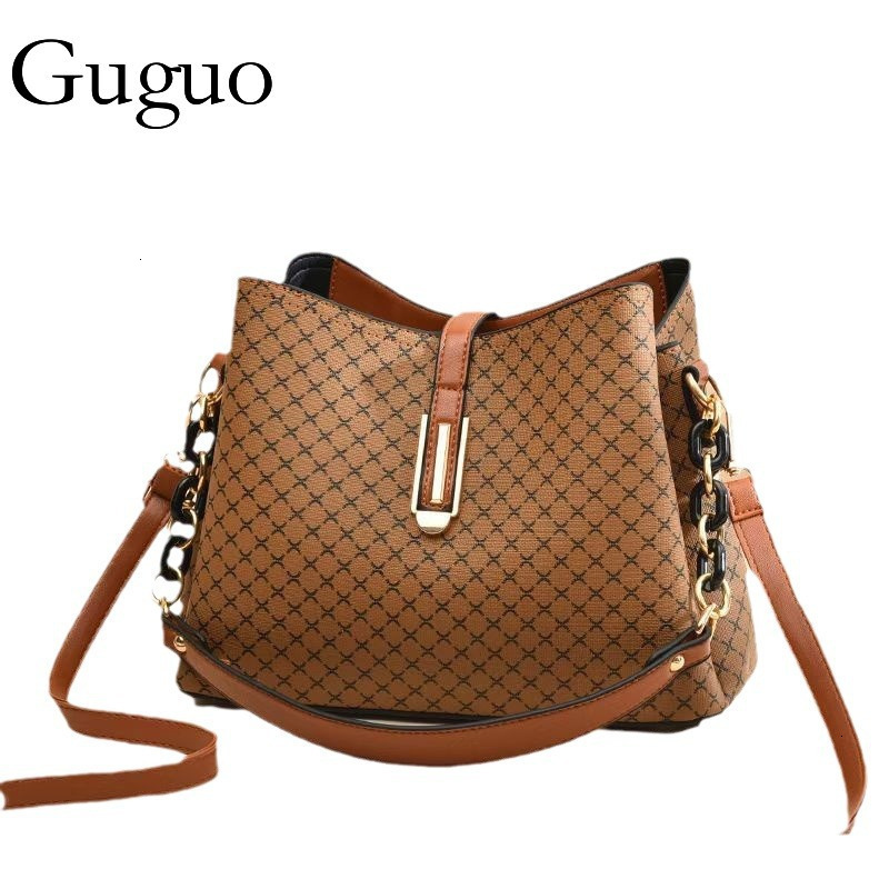 Guguo Free Shipping New Designer Bag High-end Shopping Bag 2025 Retro Pattern Women's Single Shoulder Handbag Fashionable Large Capacity Bucket B