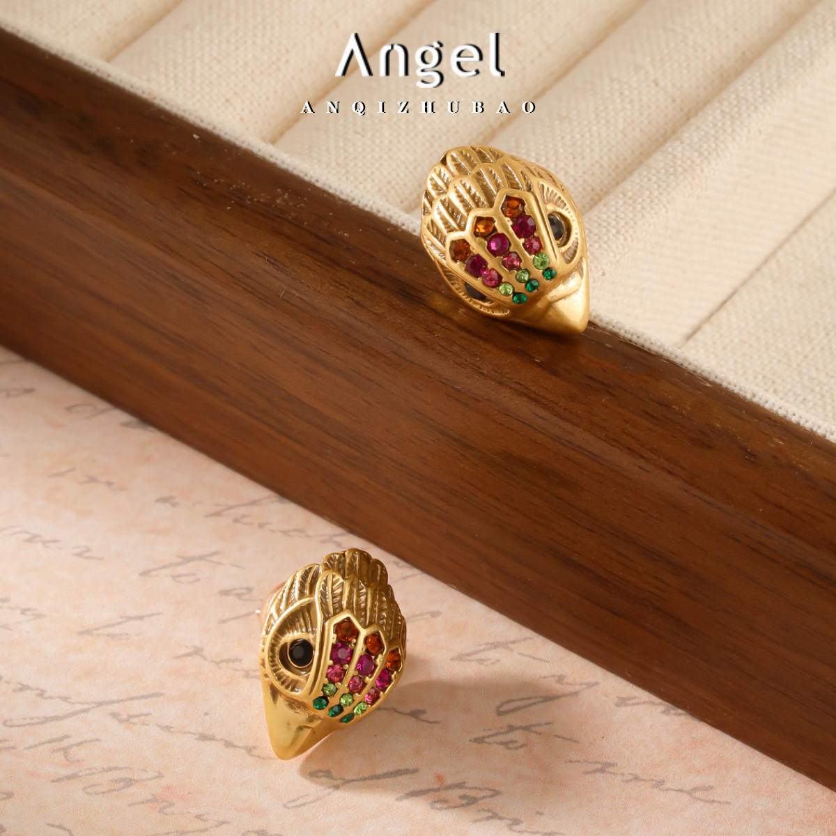 Luxury Brand Designer Jewelry European And American Vintage Style Peacock Head Inlaid Diamond Earrings With Distressed Look, Colorful Diamond Exquisit