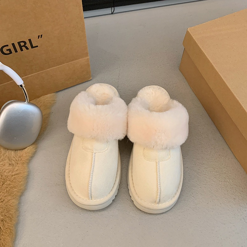 New free shipping designer Slippers Fashionable and thickened warm fur shoes for women's outdoor wear, autumn and winter cotton shoes