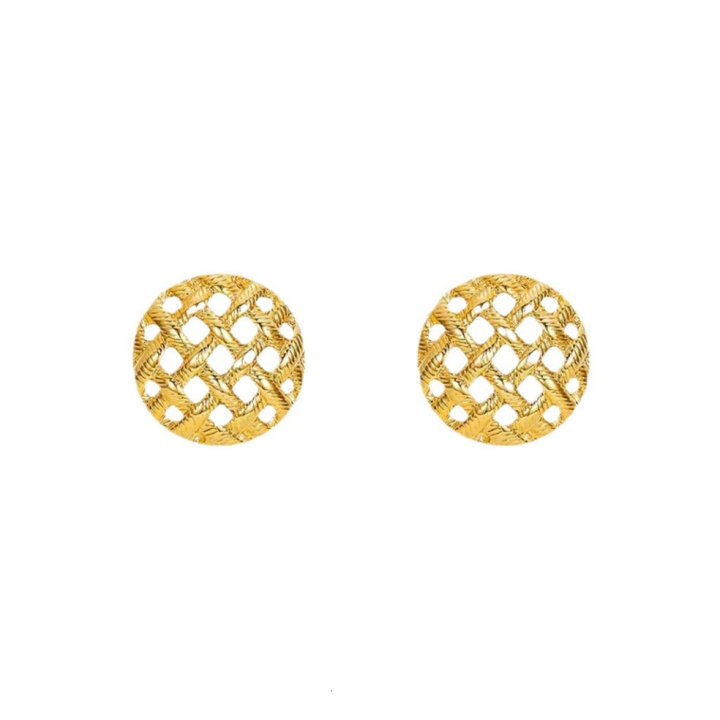 Earrings quality Jewelry European And American Retro Round Hollow For Women Hong Kong Style Stud S925 Silver Needle Earrings