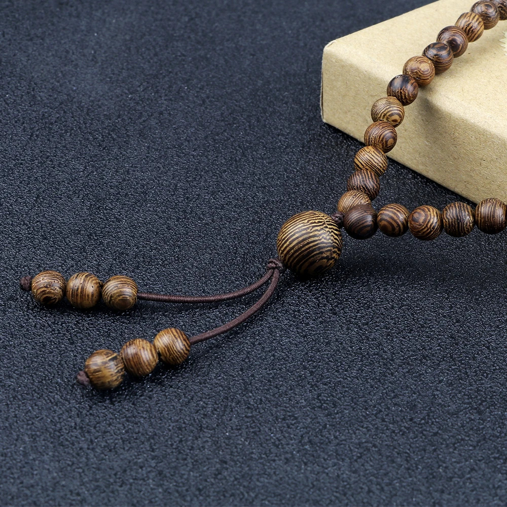 Vintage 108 Wooden Beads Bracelets 6mm Women Men Elastic Beaded Long Necklace Fashion Buddhist Prayer Yoga Jewelry Handmade Gift 250906