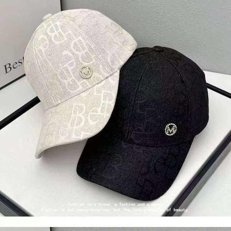 DHpet_wholesale Trendy Rhinestone M Logo Visor Cap - Women's Letter Jacquard Sun Protection Baseball Hat Spring Summer