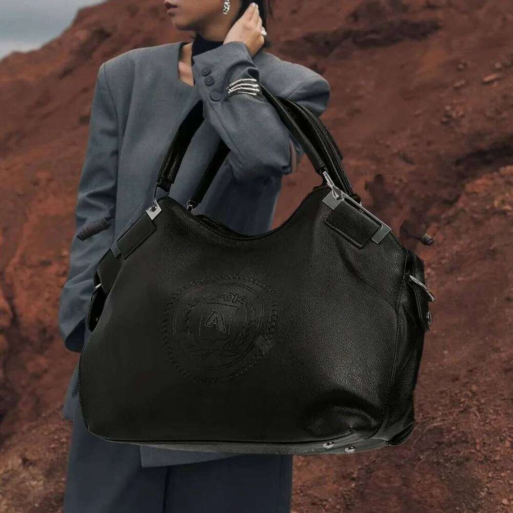 Ladies' Fashion Y2k Street Vegan Tote Bag, Large Capacity Retro Soft Leather Shoulder Bag