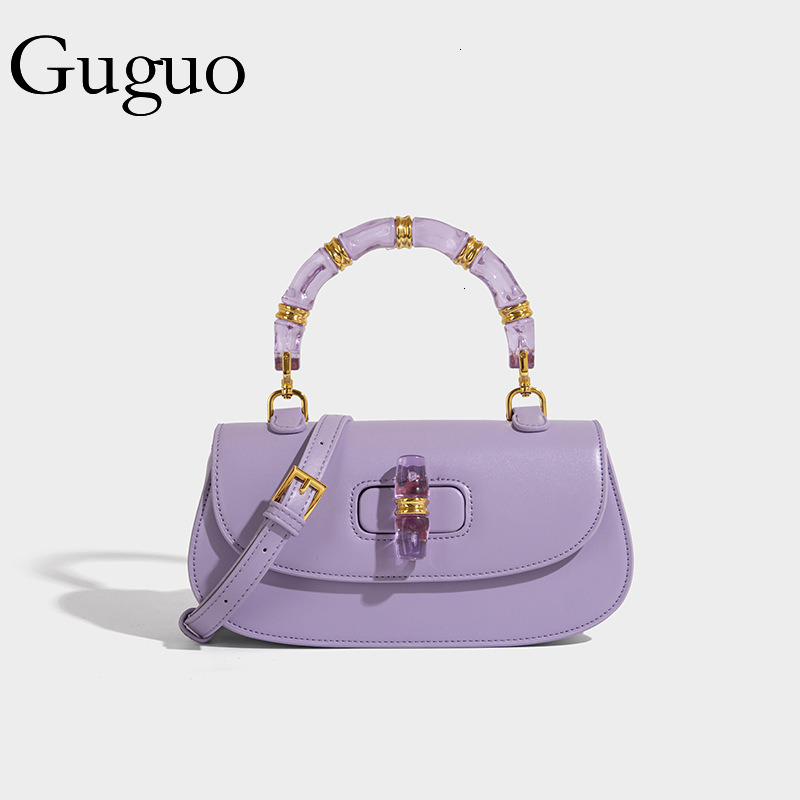 Guguo Free Shipping New Designer Bag High-end Shopping Bag Crystal Bamboo Knot Bag Versatile Saddle Bag Simple Trendy Small Bag Single Shoulder Crossb