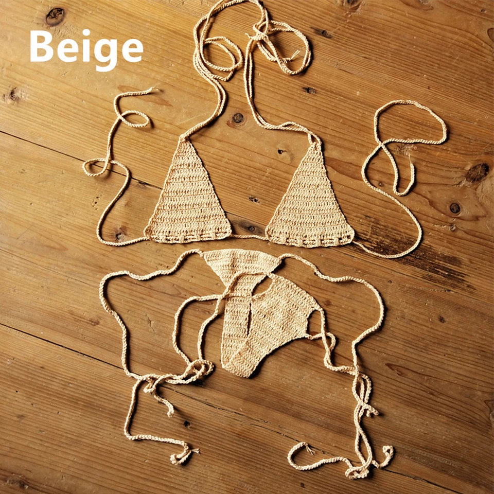 Hand Crochet Bikini Set WomenS Sexy Beach Swimwear Bohemian Swimsuit Sportswear Swimming Equipment For Summer Beach Party 250906