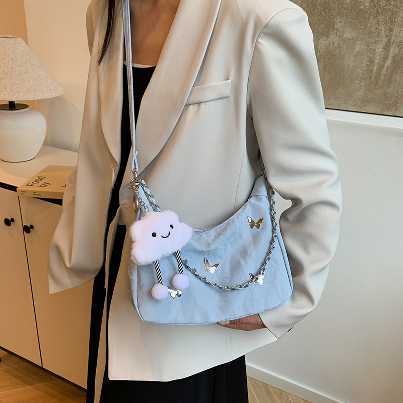 2025 autumn new French niche design fashionable versatile elegant shoulder bag cute bow fold women's crossbody bag bag designer bag