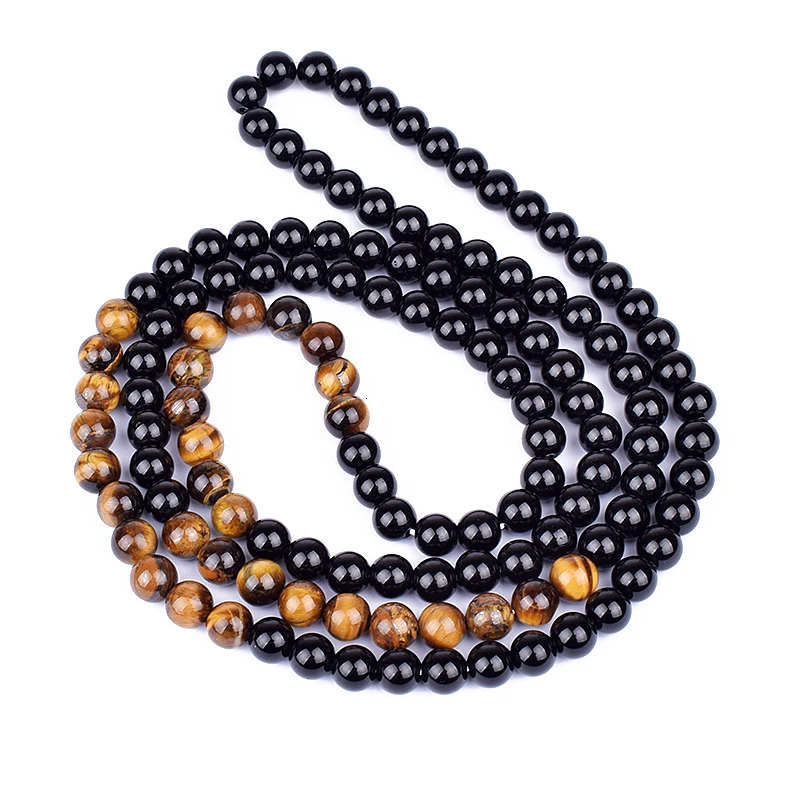 Hematite Obsidian Tiger Eye Beads Necklaces Men Fashion Triple Protection Necklace for Magnetic Health Protection Jewelry 250906