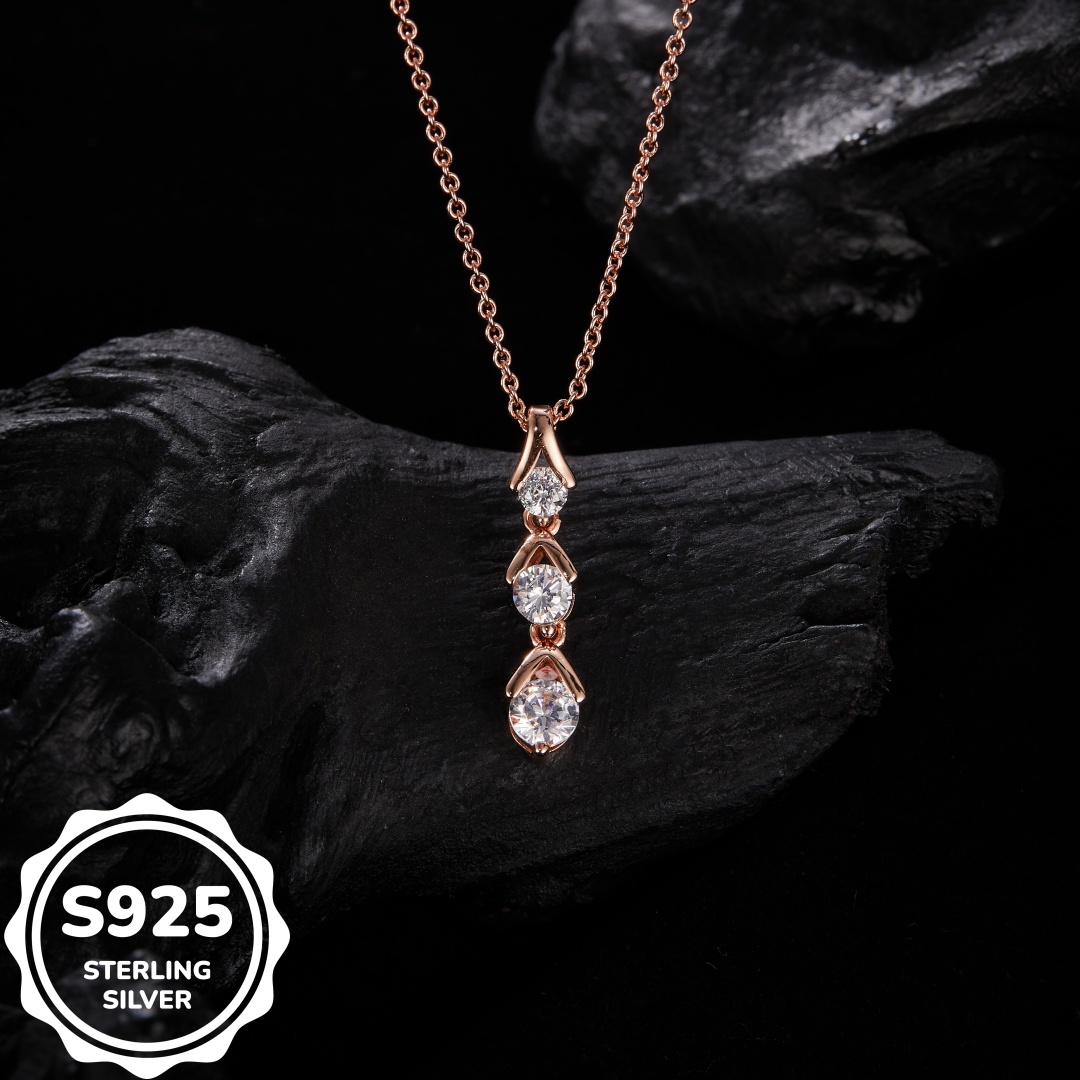 MT Wholesale 925 Sterling Silver Infinity Zircon Stone Necklace for Women's Daily Jewelry - 3 Stone Necklace