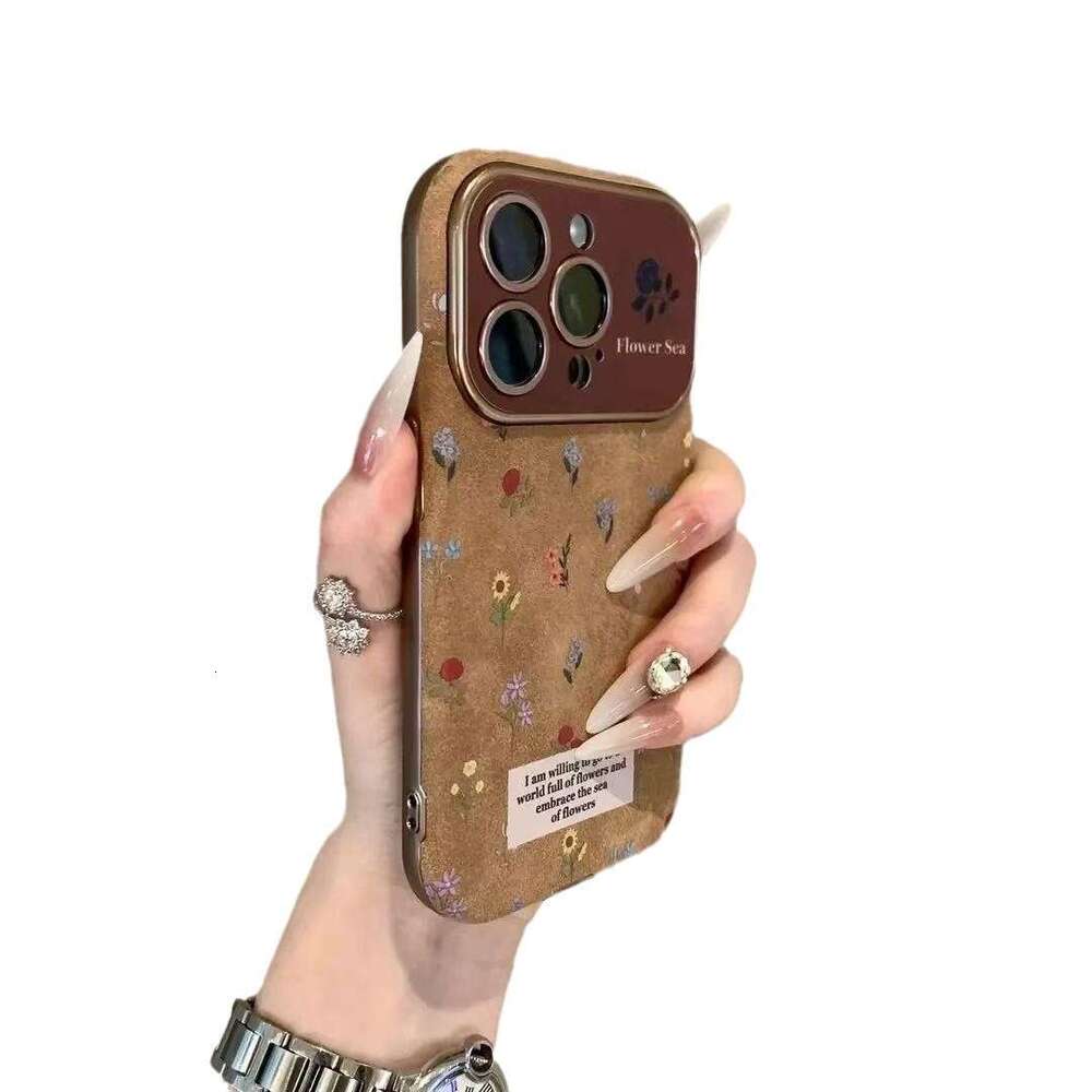 DHgargets Autumn and Winter Colorful Small Floral Suitable for iPhone 16 Pro Max Apple 15 Phone Case 14 High-end Feel 13 Leather 12