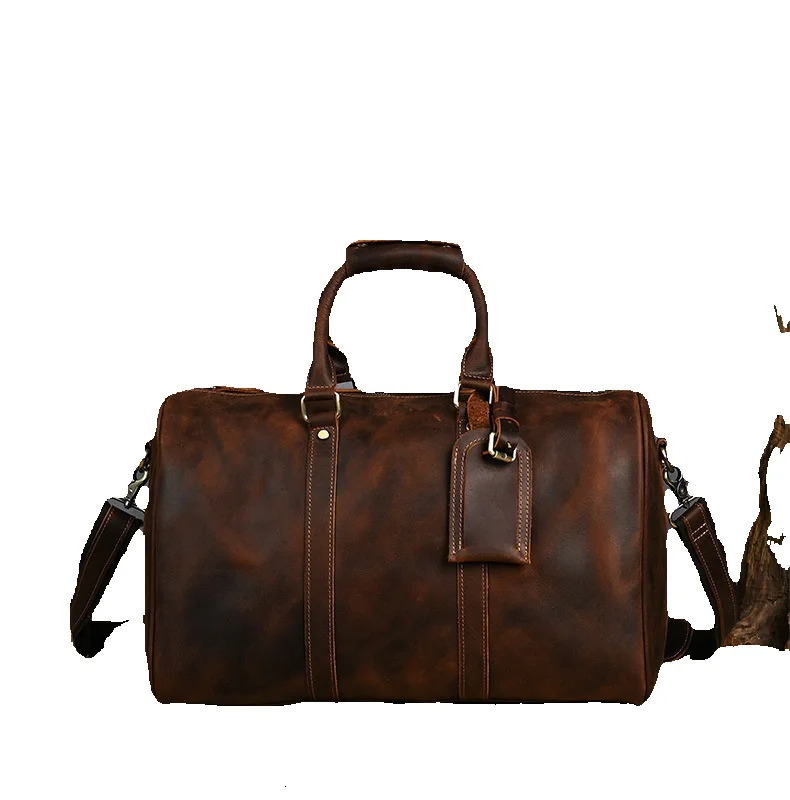 New Men s Luggage Leather Handbag Handmade Cowhide Travel Bag Autumn Designer Bag Large Capacity Women s Luggage Bag