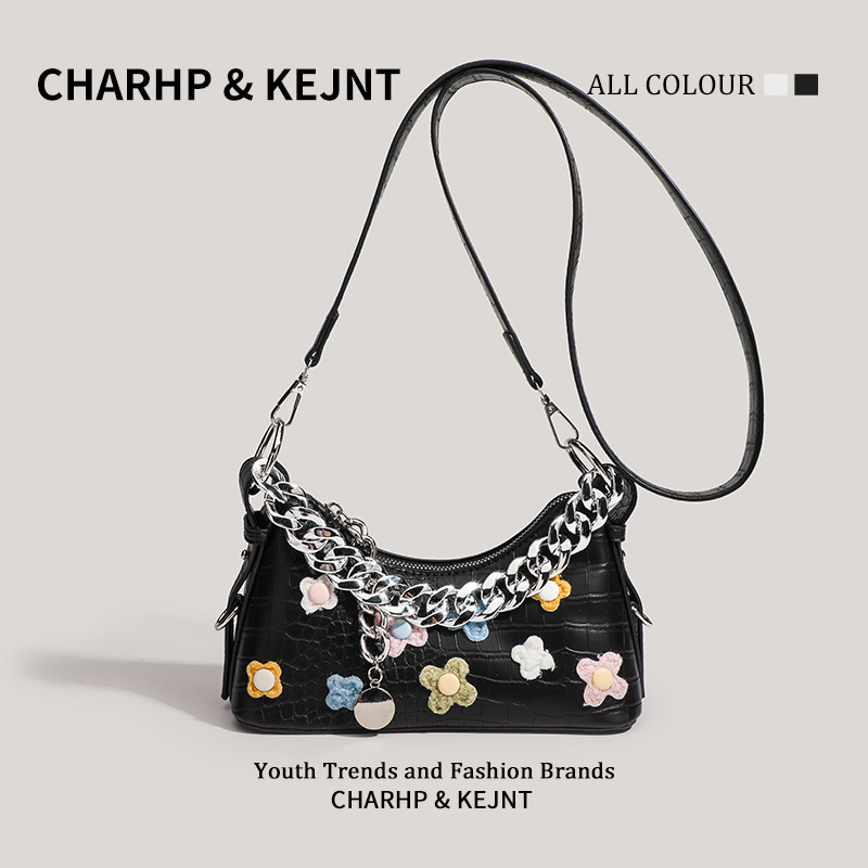 CHARHP&KEJNT this year's popular flower baguette premium texture small armpit cross-body bag