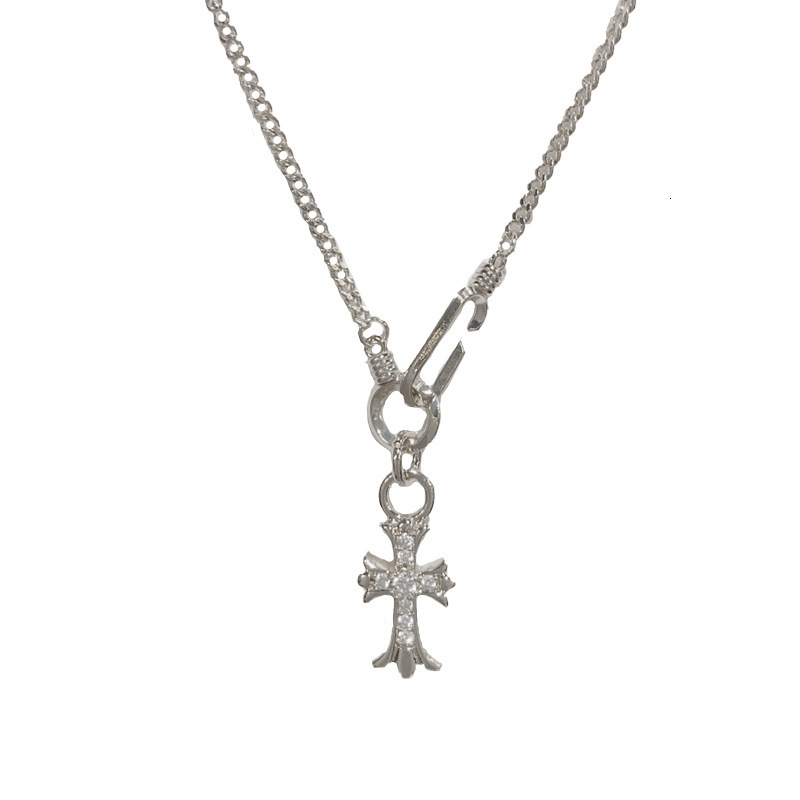 Luxury Brand Designer Jewelry European And American Style Fashion Retro Inlaid Diamond Cross Pendant Necklace Light Luxury Versatile Unique Design Cla