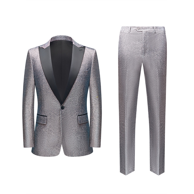 Top quality A4--k1604 Men's Sequin Green Collar Suit for Stage Performances & Hosting Events