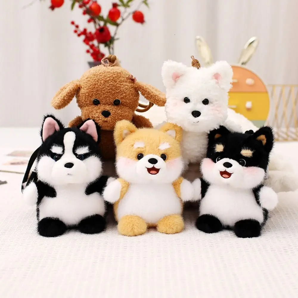 Puppy Dolls Dog Plush Pendant Schnauzer Bag Charm Husky Corgi Plush Stuffed Animal Shiba Inu Dog Stuffed Keychain Christmas Gift 250906