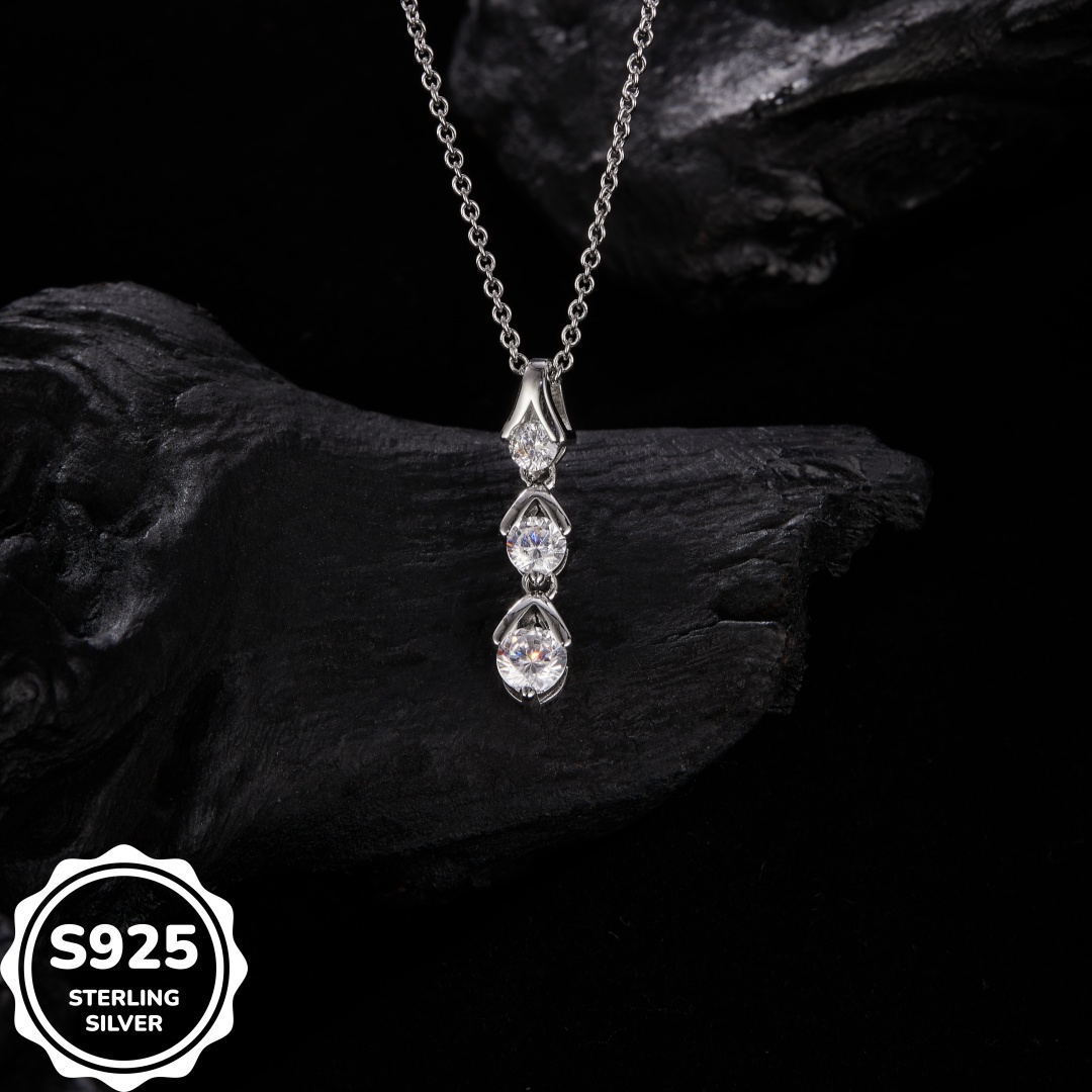 MT Wholesale 925 Sterling Silver Infinity Zircon Stone Necklace for Women's Daily Jewelry - 3 Stone Necklace