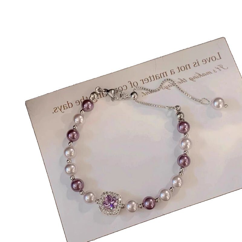 Zircon Round Artificial Pearl Pendant Light High-end Niche Bracelet Elegant Versatile Fashion Jewelry for Women - view 6