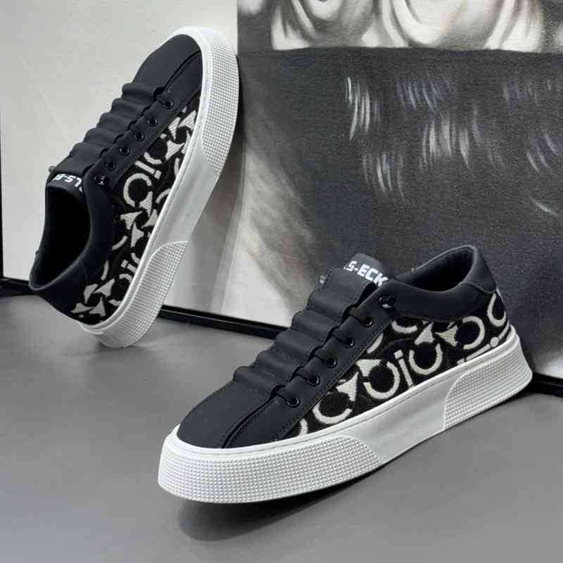 Free shipping Casual embroidered printed trendy soft soled breathable board one foot on white men's shoes dh1103675481