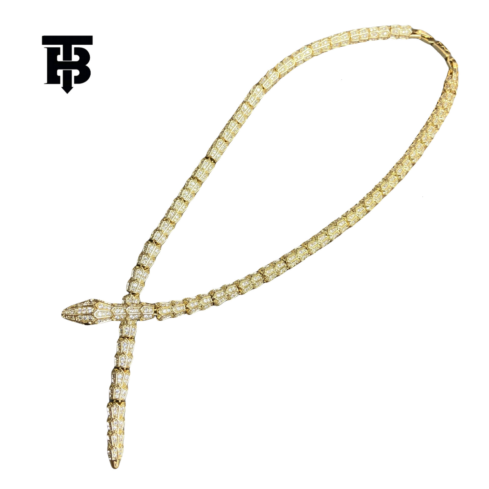 TB BHULAMTE Designer All Diamond Luxury Women's Snake Shaped Jewelry Snake Bone Necklace Gold-plated Chain Super Shiny Light Luxury High-end Acce