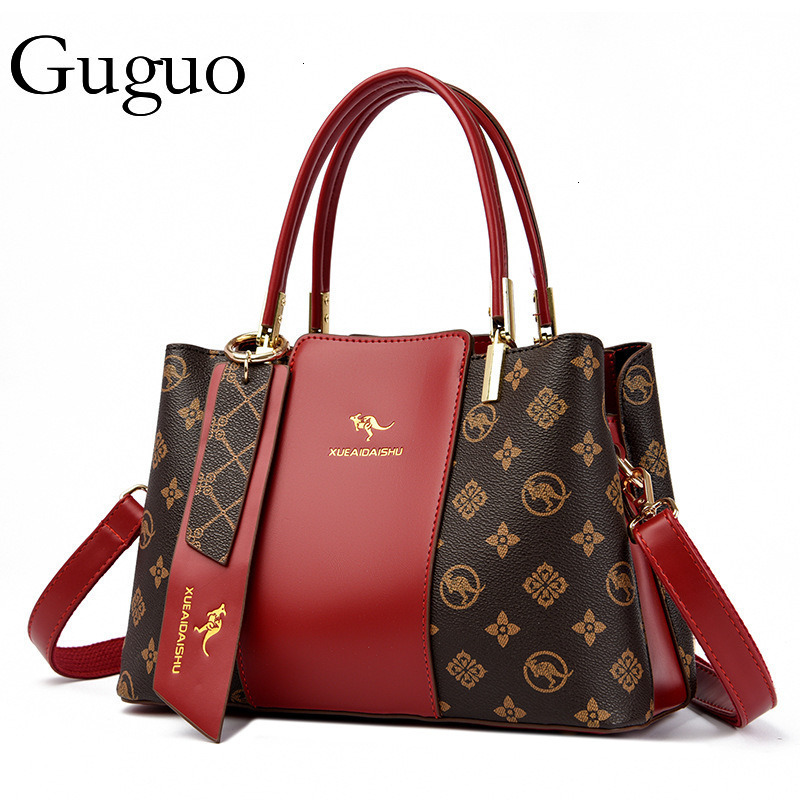 Guguo Free Shipping New Designer Bag High-end Shopping Bag Soft Leather Single Shoulder Crossbody Bag Women's Handbag Patchwork Color Block Vinta