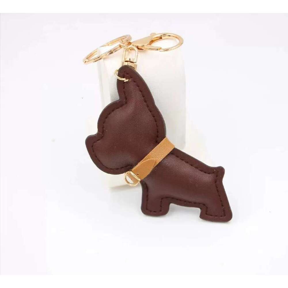 DHEssentials Korean Cartoon French Bulldog PU Leather Bag Charm - European Style Creative Keychain