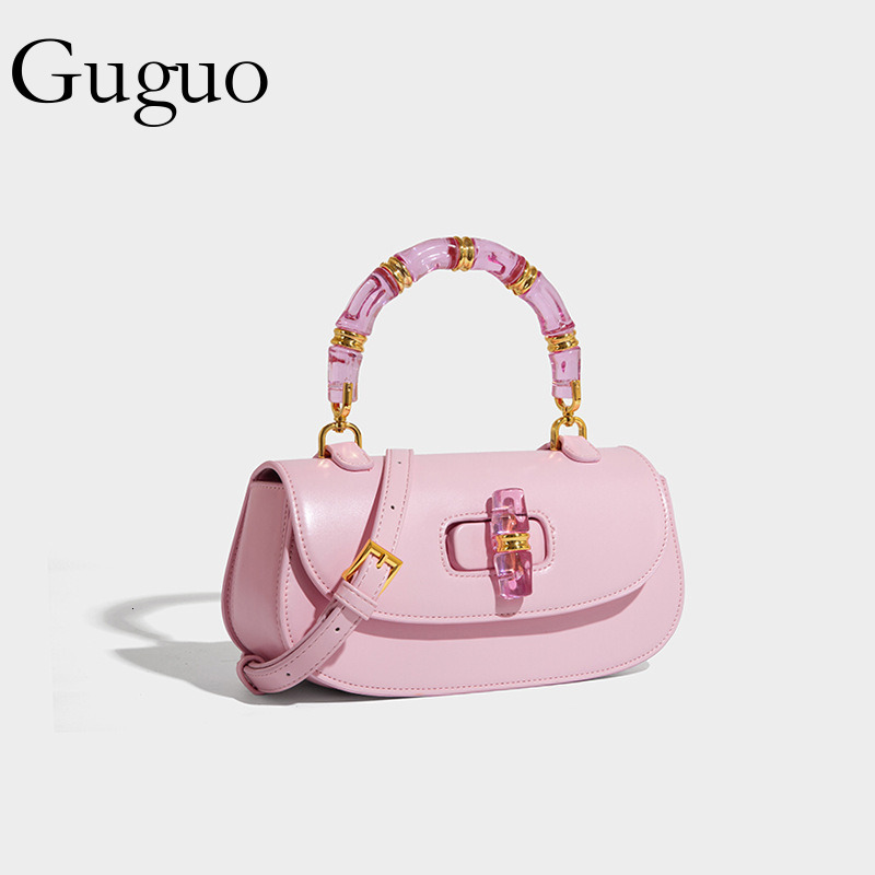 Guguo Free Shipping New Designer Bag High-end Shopping Bag Crystal Bamboo Knot Bag Versatile Saddle Bag Simple Trendy Small Bag Single Shoulder Crossb
