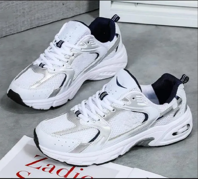 Original New NBBalance 530 Classic Vintage Mesh Fabric Faux Leather Casual Men's and Women's Running Shoes White Silver aa