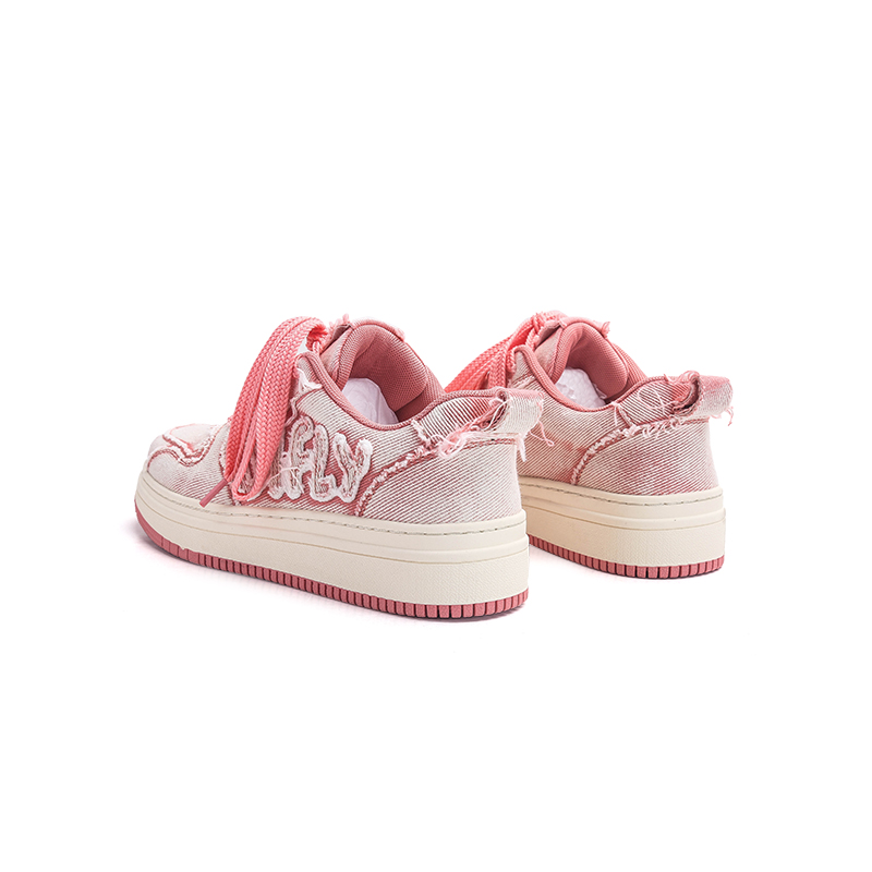 Pink women's board shoes versatile trendy shoes casual height increasing sports shoes autumn new denim breathable fashionable casual sports shoes