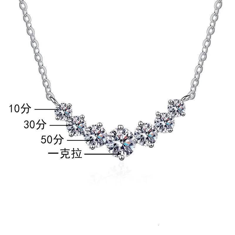 Luxury Simple U Shape Vvs D Colour Full Moissanite Chain S925 Sterling Silver Necklace for Women Wedding Jewelry