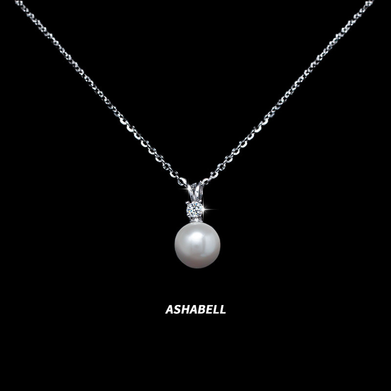 Light Luxury Fashion Freshwater Pearl Pendant Moissanite S925 Sterling Silver Necklace Female Valentines Day Gift