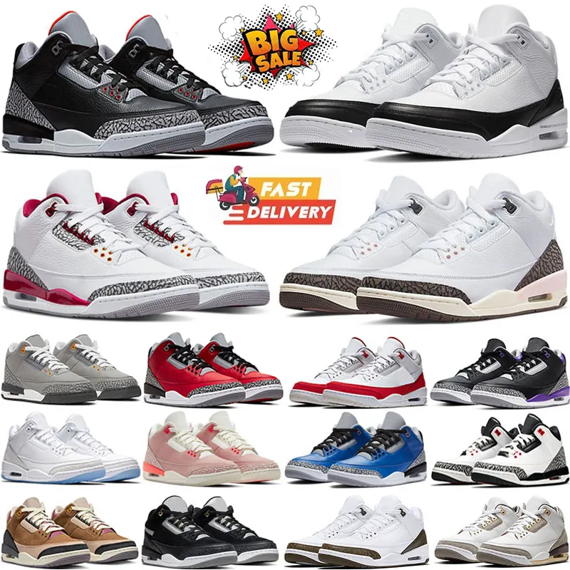 Trainers Sneakers Designer Shoes 3 Basketball Shoes Men Women 3s Lucky Green Pine Black White True Racer Blue Fire Red Court Purple Outdoor trainers Sports Sneakers