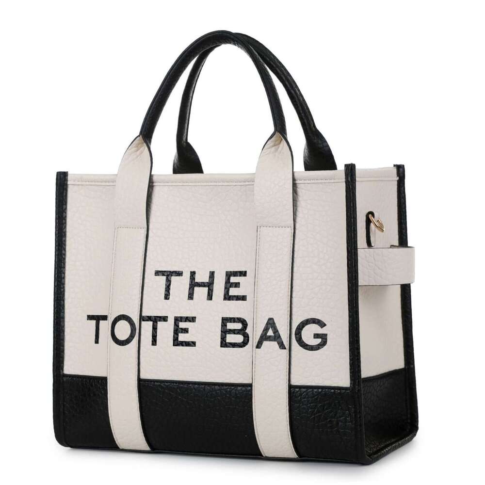 Two-tone PU Letter Tote Fashion Versatile Women's Shoulder Crossbody Bag Outdoor Handbag