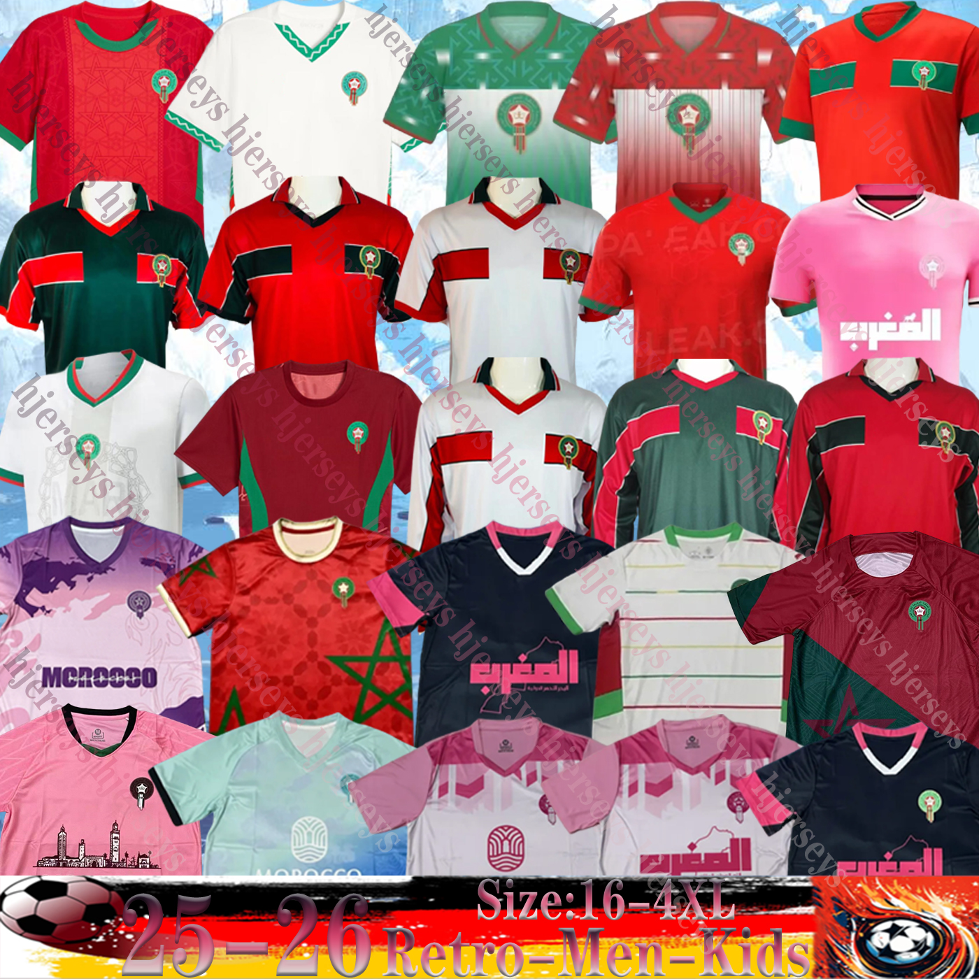 25 26 Morocco Soccer Jerseys 2025 2026 HAKIMI retro 94 98 Africa Cupmaillot Ziyech FAJR Maroc national Football jersey HARIT SAISS IDRISSI Boufal men football T shirt