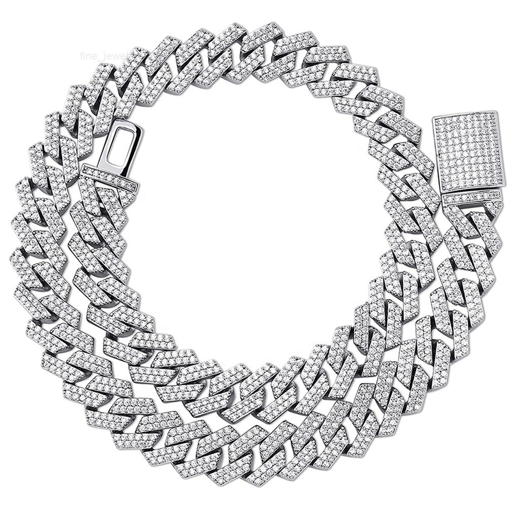 Factory Direct Deal on Stylish 14MM Moissanite Cuban Chain Bracelet for Hip Hop Lovers