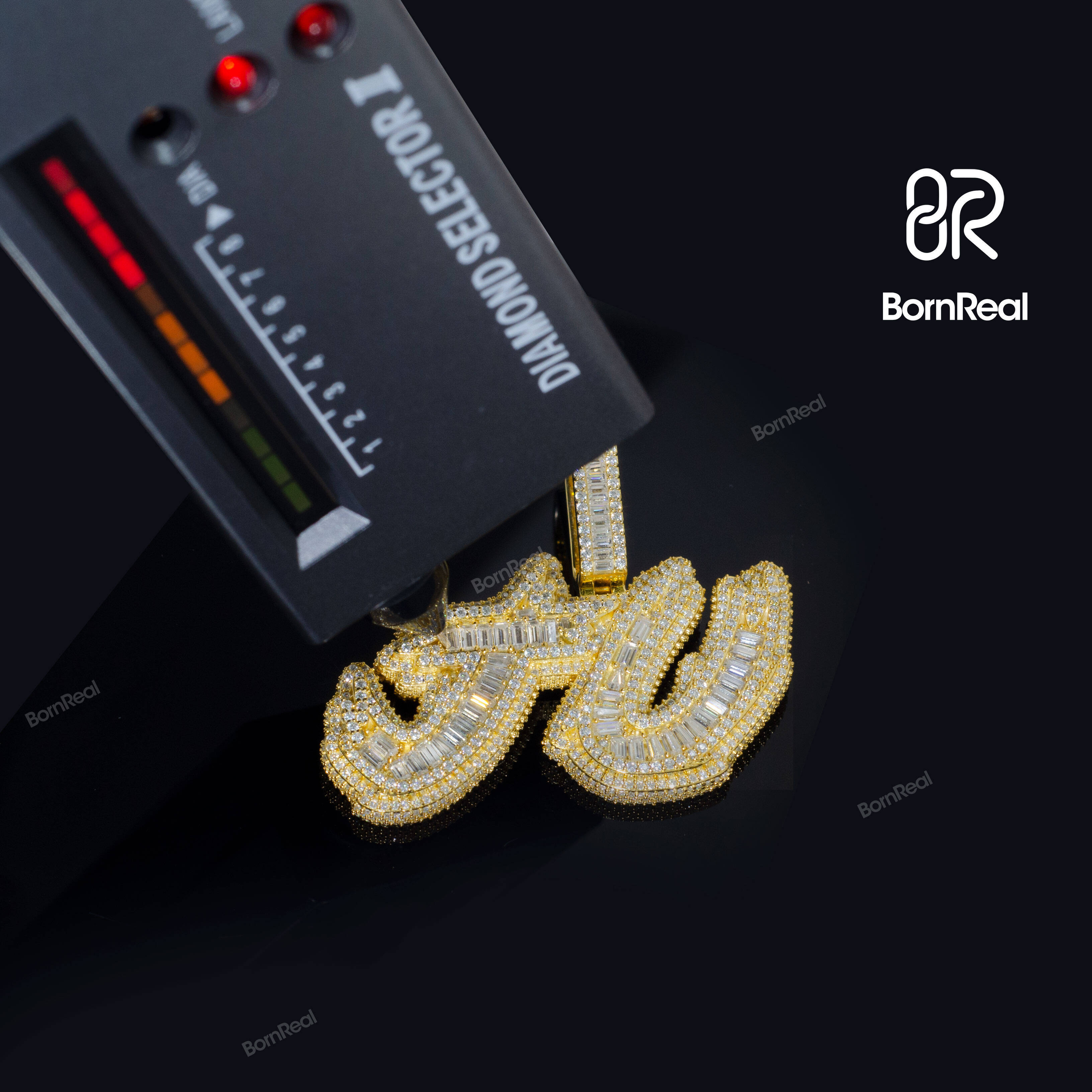 Custom Pass Diamond Tester Iced Out Certificate 10K 14K Karat Real Gold Vvs Moissanite Letter Name Necklaces Diamond Pendant