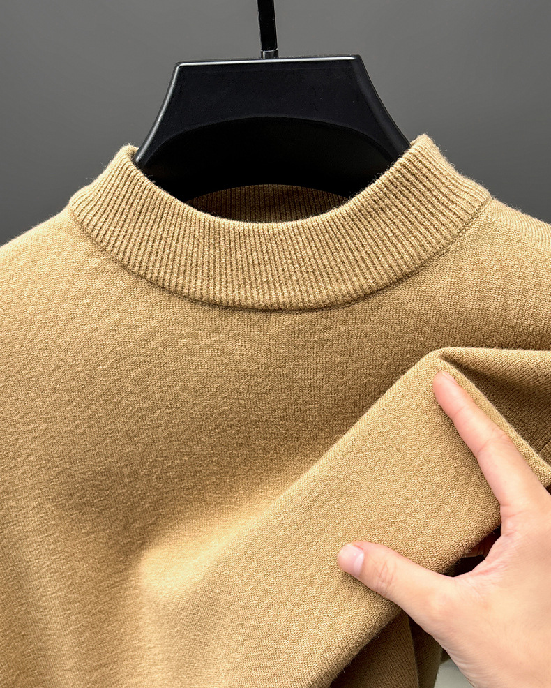 mens solid color longsleeve halfhigh collar 30 wool sweater casual stylish versatile and skinfriendly mens knitwear