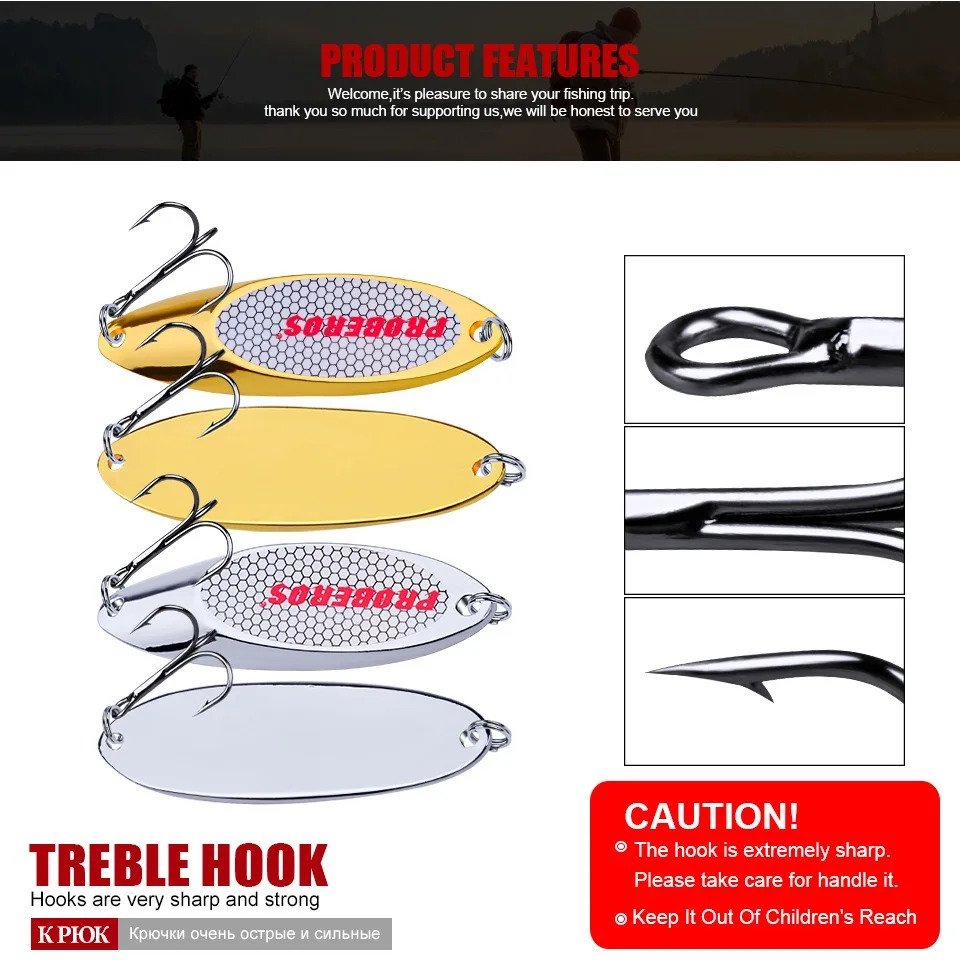 PRO BEROS 3g60g Metal Spinner Spoon trout Fishing Lure Hard Bait Sequins Noise Paillette Artificial small hard sequins 250906